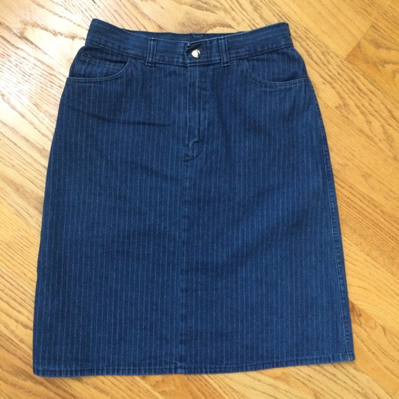 Vintage High waisted denim skirt with stripes M - Picture 1 of 5